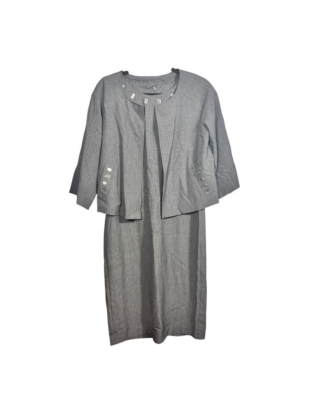 Size 10 Newport News Gray Sheath Dress with Jacket Office Business Casual Church
